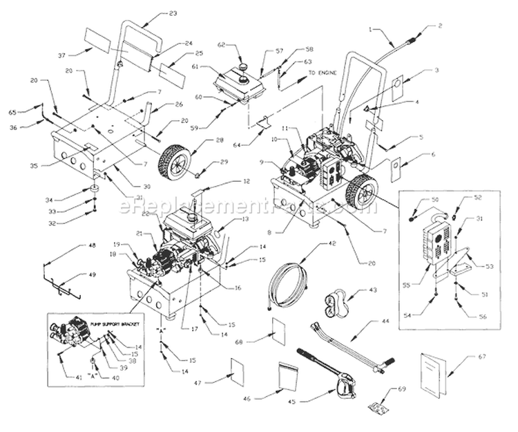 Page A Diagram and Parts List for 1173-1  Briggs and Stratton Pressure Washer